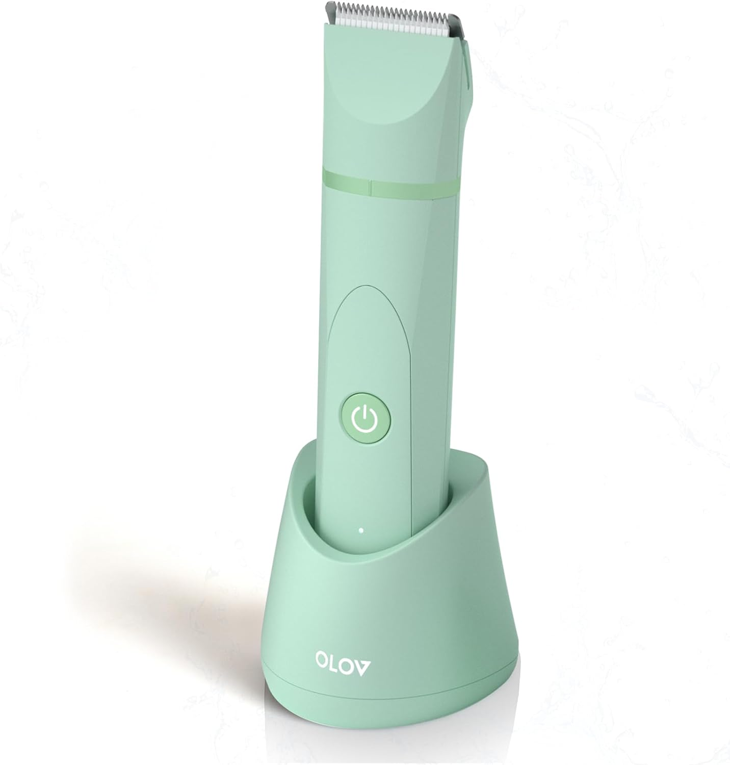 OLOV Electric Body Hair Trimmer - Groin Trimmer for Men - Bikini Trimmer Women - Wet/Dry Shaver Groomer, Replaceable Ceramic Blade Heads, USB Recharge Dock, Waterproof Hygiene Razor